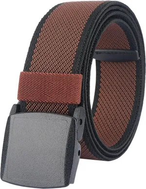 LionVII Elastic Belts Men - Stretch Canvas Belt Durable Plastic Buckle for Work Travel - Adjustable Trim to Fit 28-45" Waist