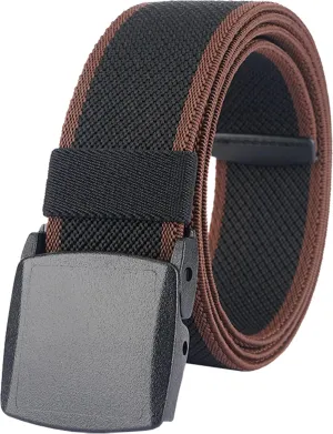 LionVII Elastic Belts Men - Stretch Canvas Belt Durable Plastic Buckle for Work Travel - Adjustable Trim to Fit 28-45" Waist