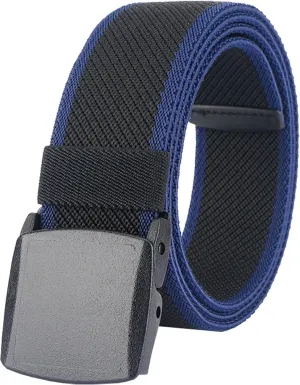 LionVII Elastic Belts Men - Stretch Canvas Belt Durable Plastic Buckle for Work Travel - Adjustable Trim to Fit 28-45" Waist