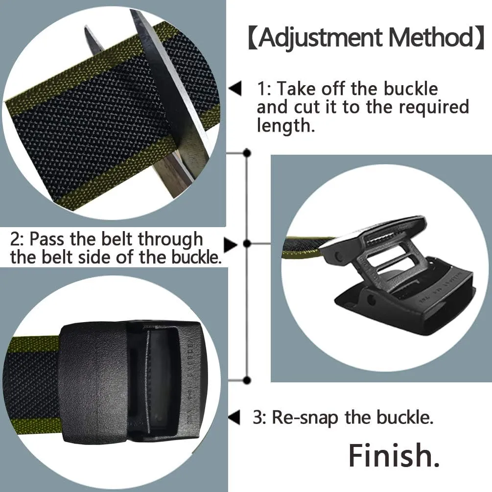 LionVII Elastic Belts Men - Stretch Canvas Belt Durable Plastic Buckle for Work Travel - Adjustable Trim to Fit 28-45" Waist