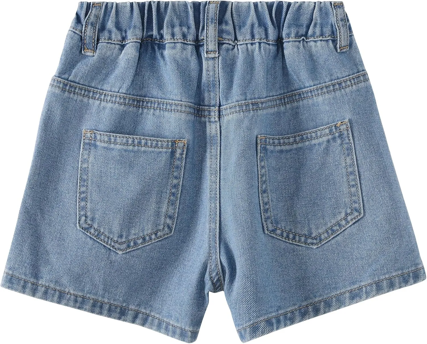 Little Girls Jean Shorts Denim Shorts Elastic Waist Drawstring Shorts for Girls 7-14 Years