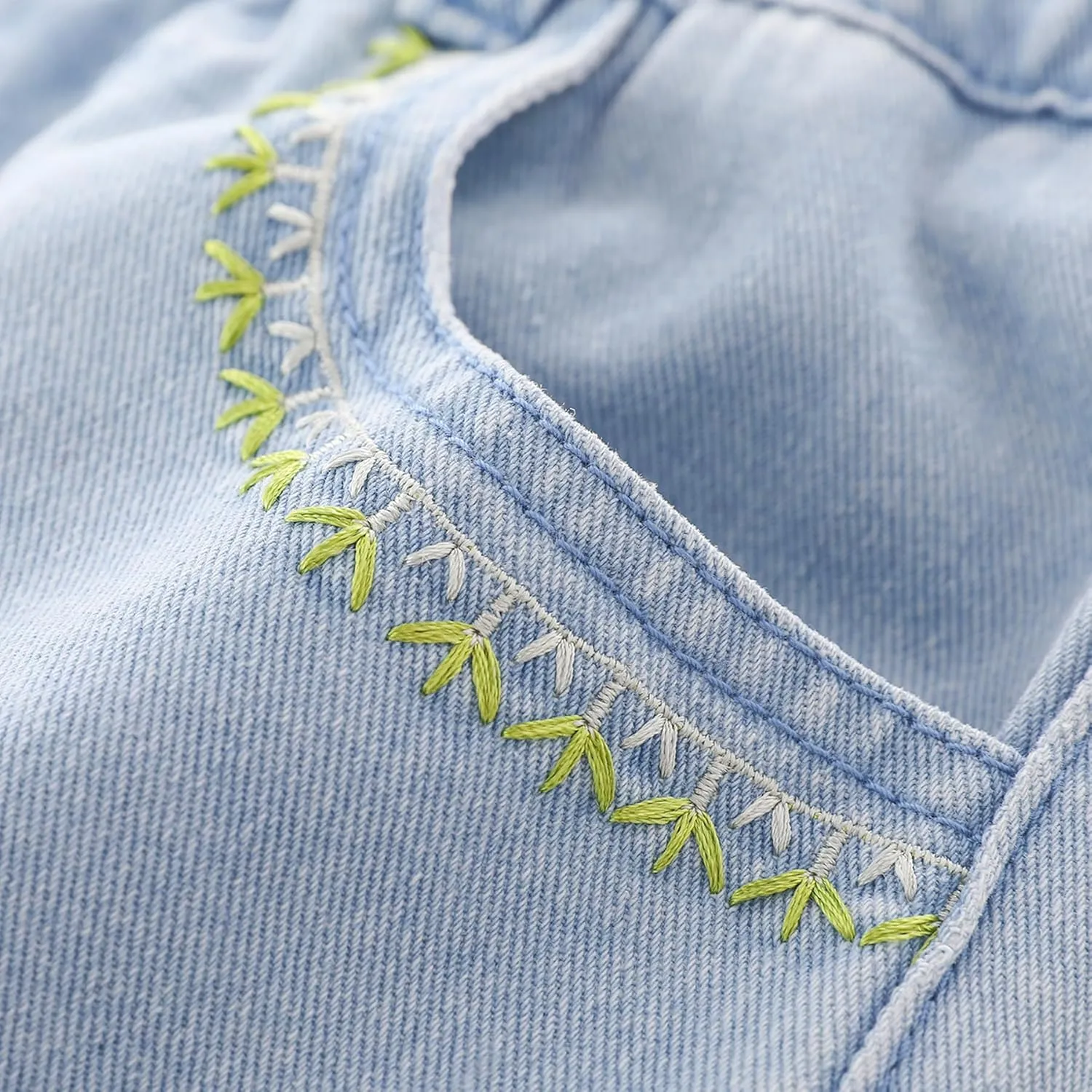 Little Girls Jean Shorts Denim Shorts Elastic Waist Drawstring Shorts for Girls 7-14 Years