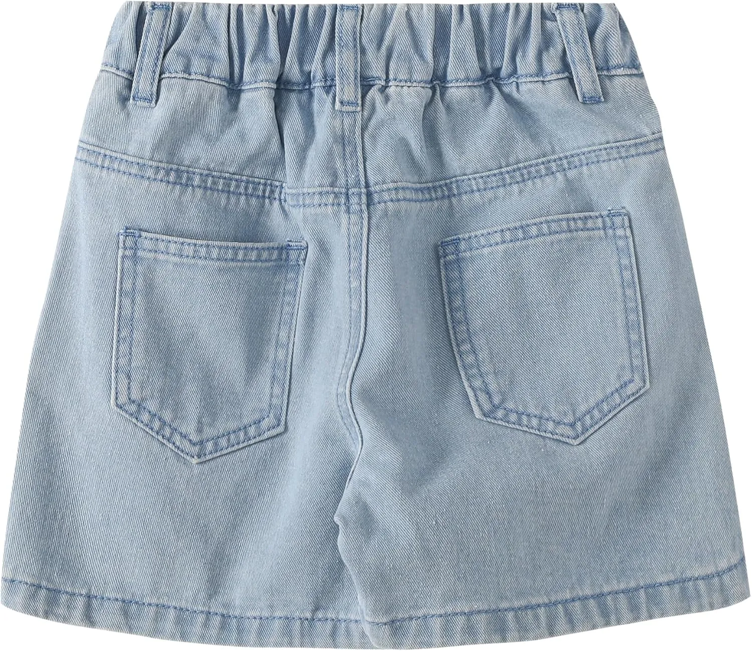 Little Girls Jean Shorts Denim Shorts Elastic Waist Drawstring Shorts for Girls 7-14 Years