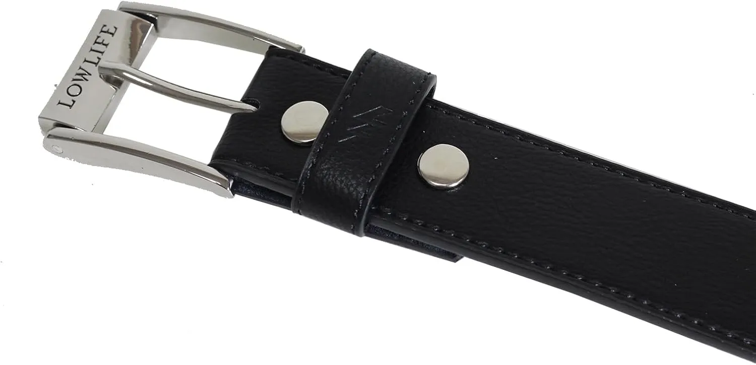 Lowlife of London Belts Triple S Studded 3 Row Pyramid Leather Belt, Studded Punk Goth Rock Pyramid Belt, Metal Stud
