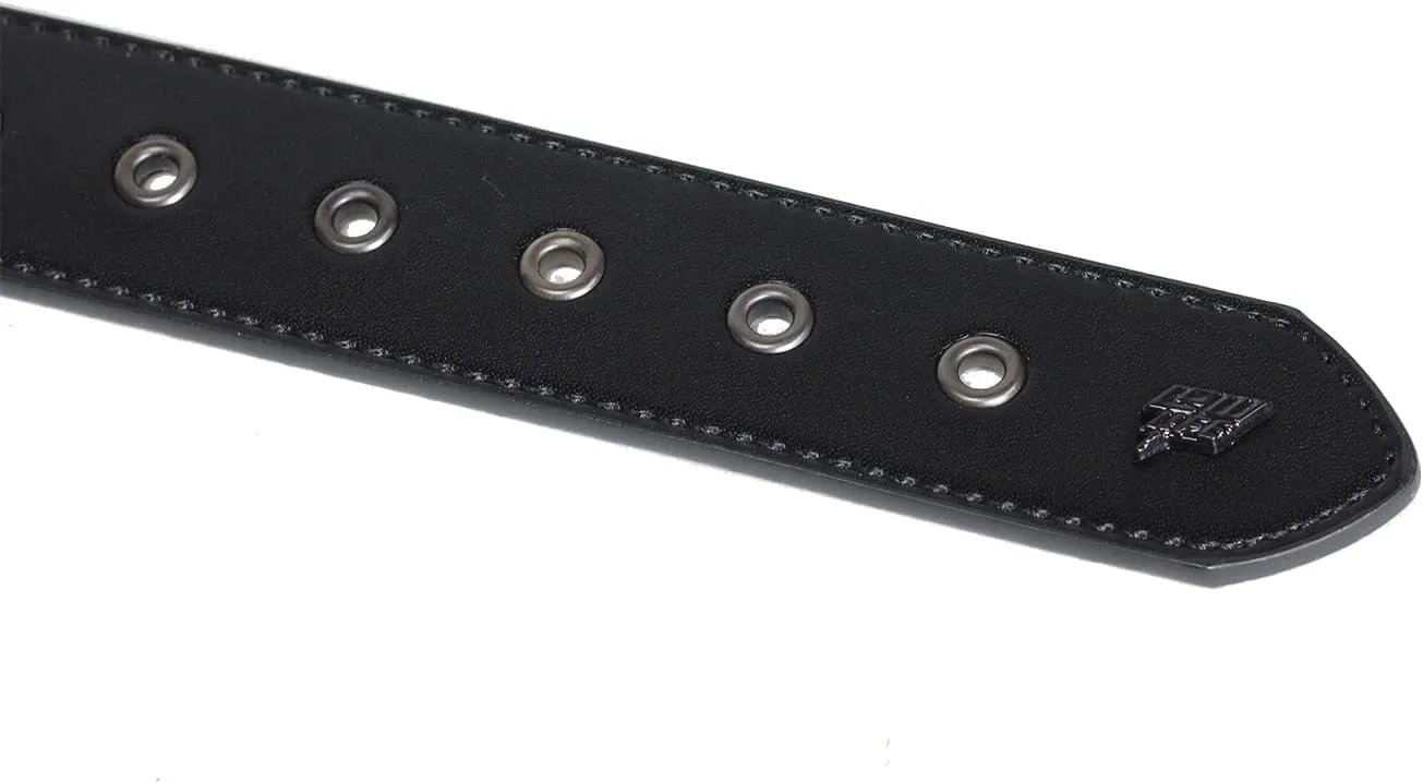 Lowlife of London Belts Triple S Studded 3 Row Pyramid Leather Belt, Studded Punk Goth Rock Pyramid Belt, Metal Stud