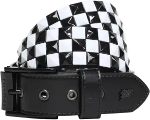 Lowlife of London Belts Triple S Studded 3 Row Pyramid Leather Belt, Studded Punk Goth Rock Pyramid Belt, Metal Stud