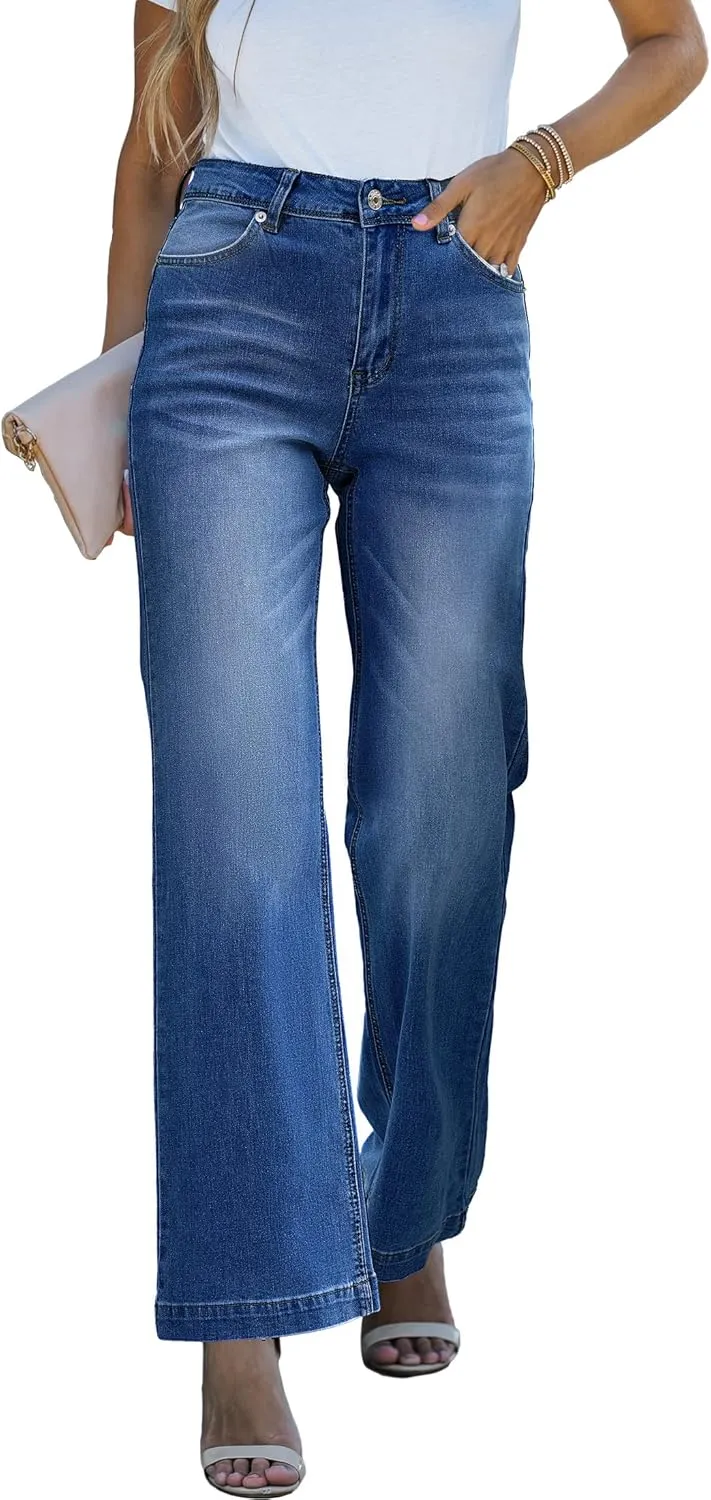 luvamia Wide Leg Jeans for Women Distressed Baggy High Waisted 90s Jeans Stretchy Denim Pants Trendy