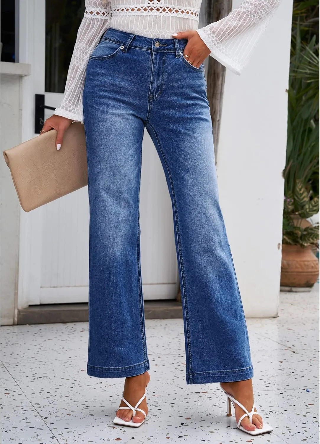 luvamia Wide Leg Jeans for Women Distressed Baggy High Waisted 90s Jeans Stretchy Denim Pants Trendy