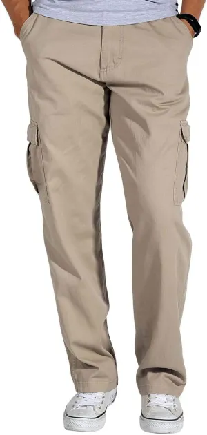 Match Men's Loose-Fit Straight Stretch Twill Cargo Pants (38, 6039 Light Khaki)