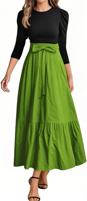 Maxi Dresses for Women Summer 3/4 Sleeve Floral Long Dress Elegant Party Cocktail A Line Flowy Fall Dress