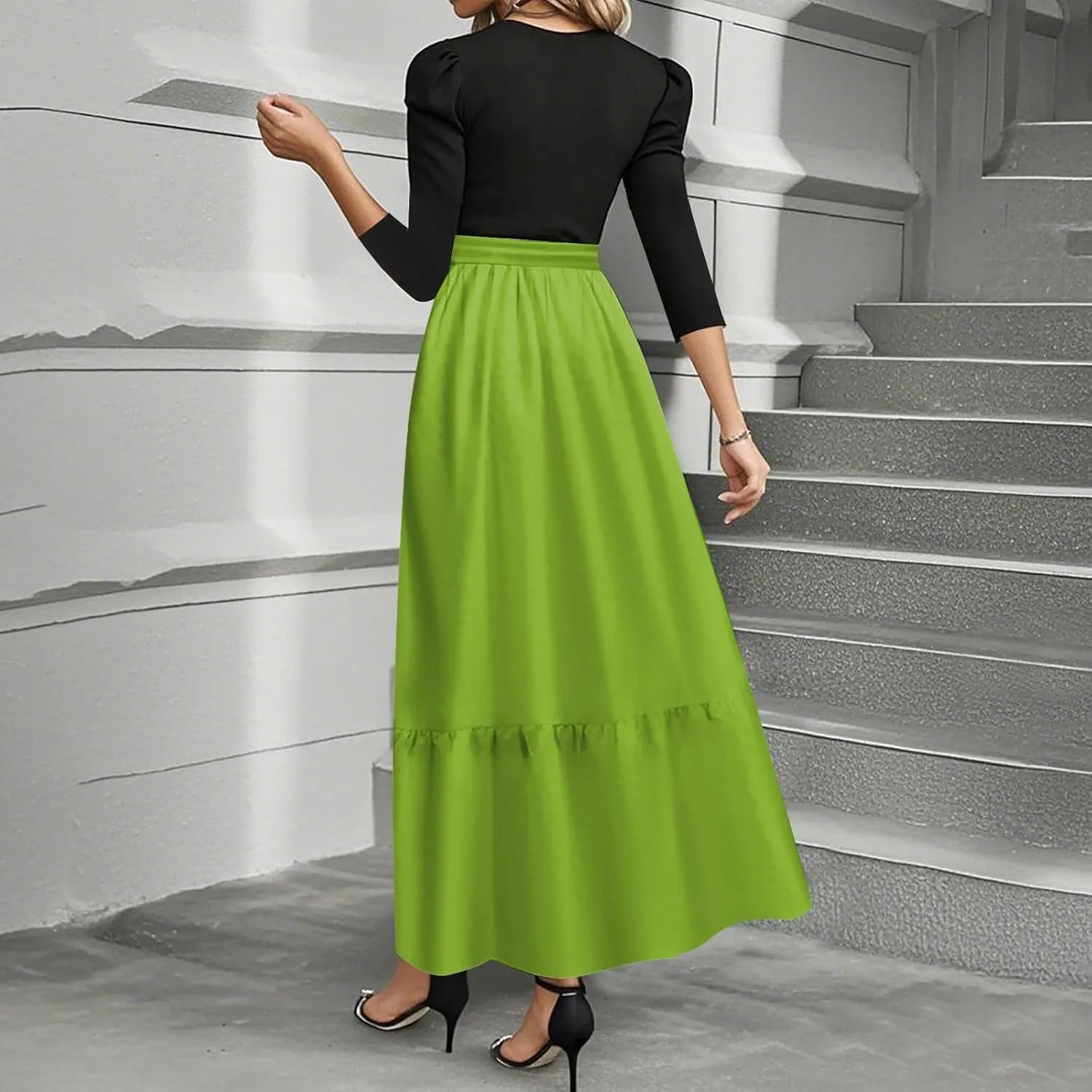 Maxi Dresses for Women Summer 3/4 Sleeve Floral Long Dress Elegant Party Cocktail A Line Flowy Fall Dress