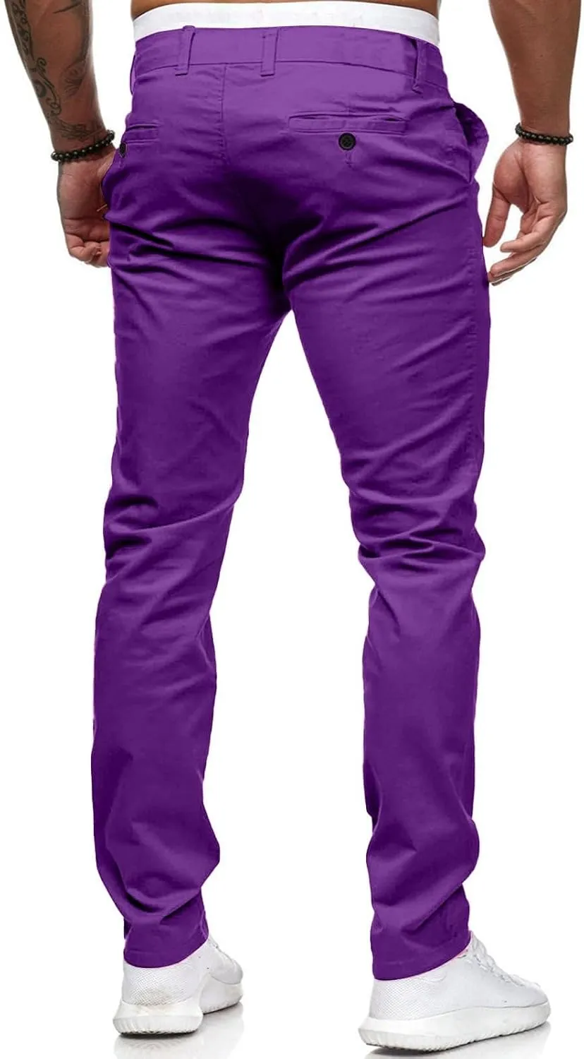 Men Chinos Joggers Pants Straight Fit Canvas Work Pant Elastic Waist Drawstring Flex Tapered Pant with Multi Pockets