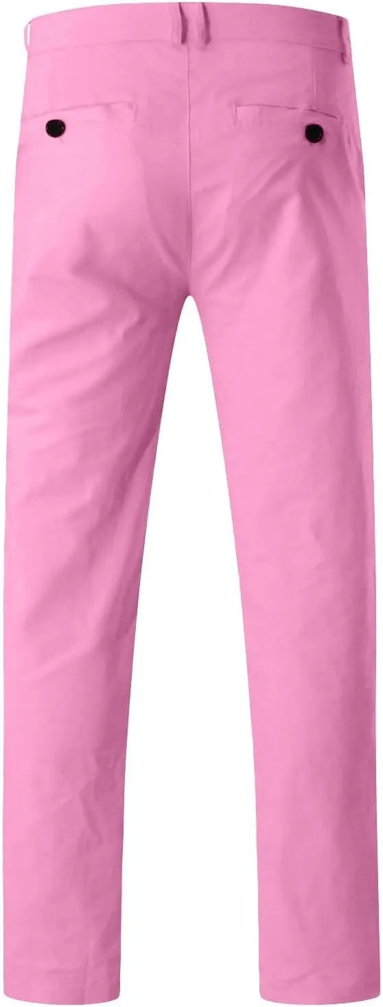 Men Chinos Joggers Pants Straight Fit Canvas Work Pant Elastic Waist Drawstring Flex Tapered Pant with Multi Pockets