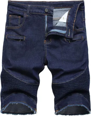 Men Jean Shorts Comfort Flex Stretch Ripped Denim Shorts Summer Casual Fashion Micro Elastic Zipper Open Shorts