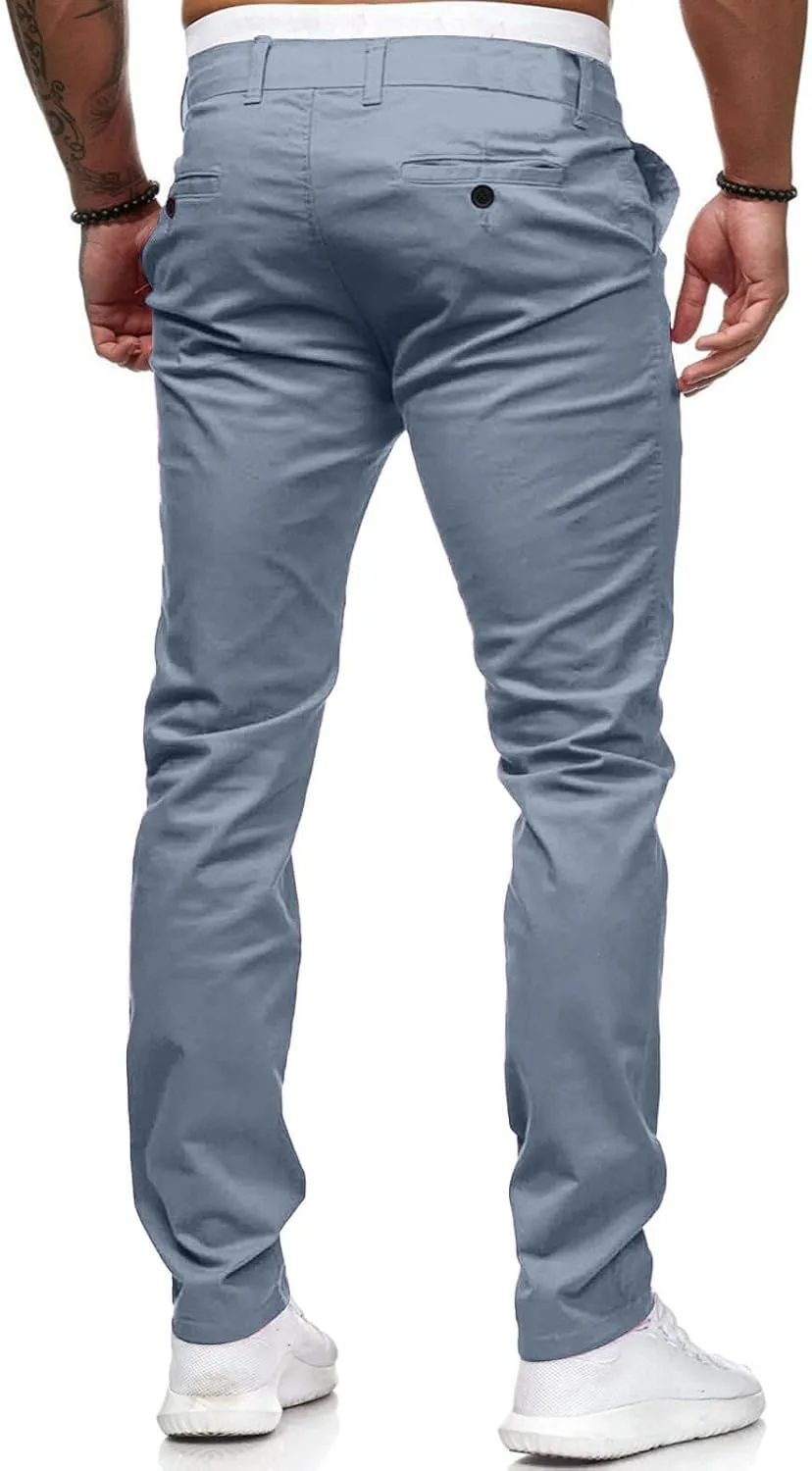 Men Joggers Pants Twill Straight Fit Canvas Work Pant Elastic Waist Drawstring Flex Tapered Pant with Multi Pockets