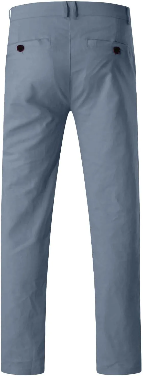 Men Joggers Pants Twill Straight Fit Canvas Work Pant Elastic Waist Drawstring Flex Tapered Pant with Multi Pockets