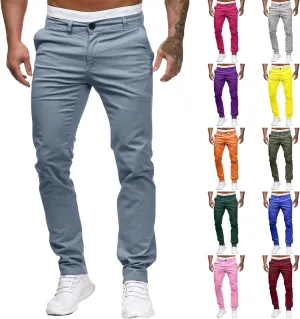 Men Joggers Pants Twill Straight Fit Canvas Work Pant Elastic Waist Drawstring Flex Tapered Pant with Multi Pockets