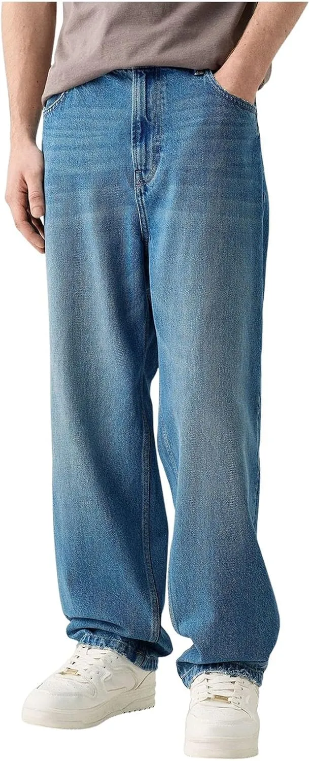 Men's Baggy Jeans Y2k Straight Leg Denim Pants Relaxed Fit Jean Gothic Vintage Casual Hip Hop Streetwear Pant Trouser