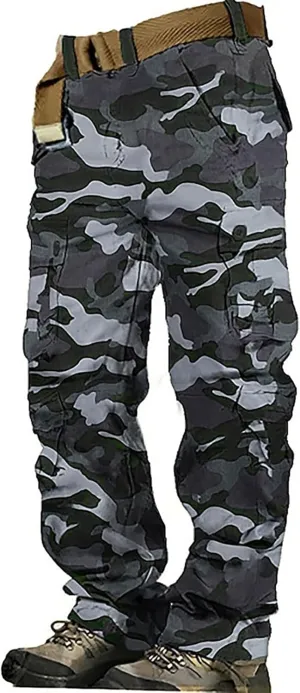 Men's Camo Cargo Pants Trousers Hiking Pants 8 Pocket Plain Comfort Breathable Outdoor Daily Work Pants for Hiking