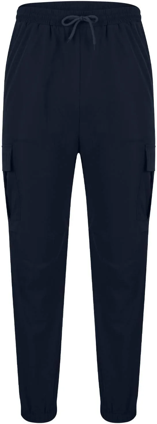 Mens Casual Cargo Joggers Pants Elastic Waist Drawstring Stretch Work Pants Tapered Sweatpants with Multi Pockets