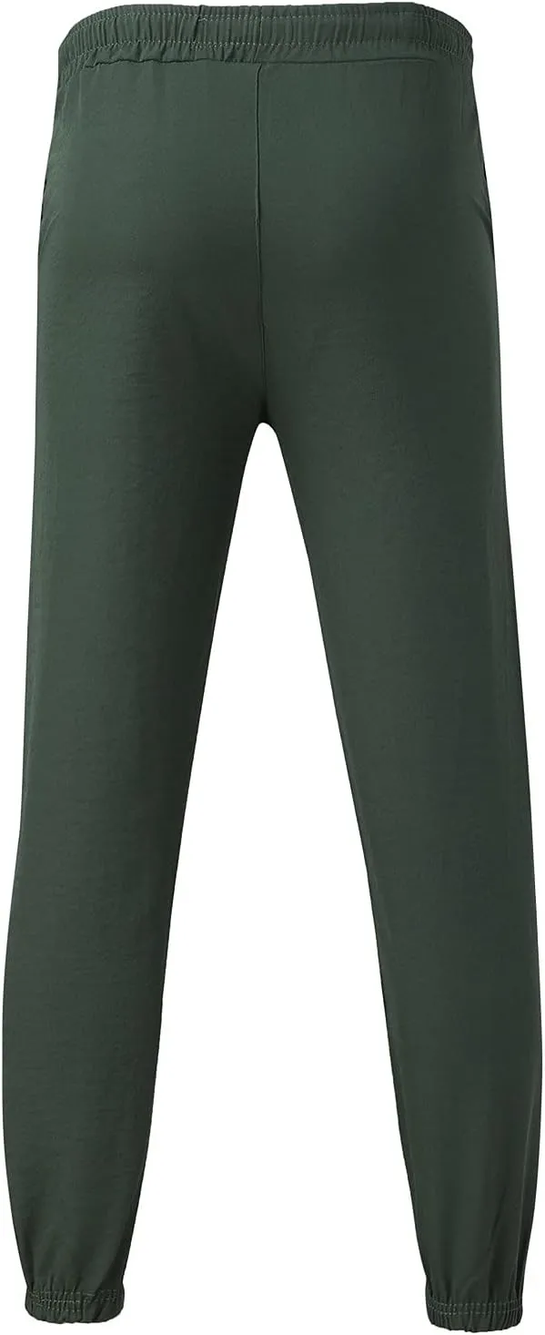 Mens Casual Linen Pants Workout Athletic Joggers Loose and Light Trousers Lightweight Pant Leisure and Daily Wear
