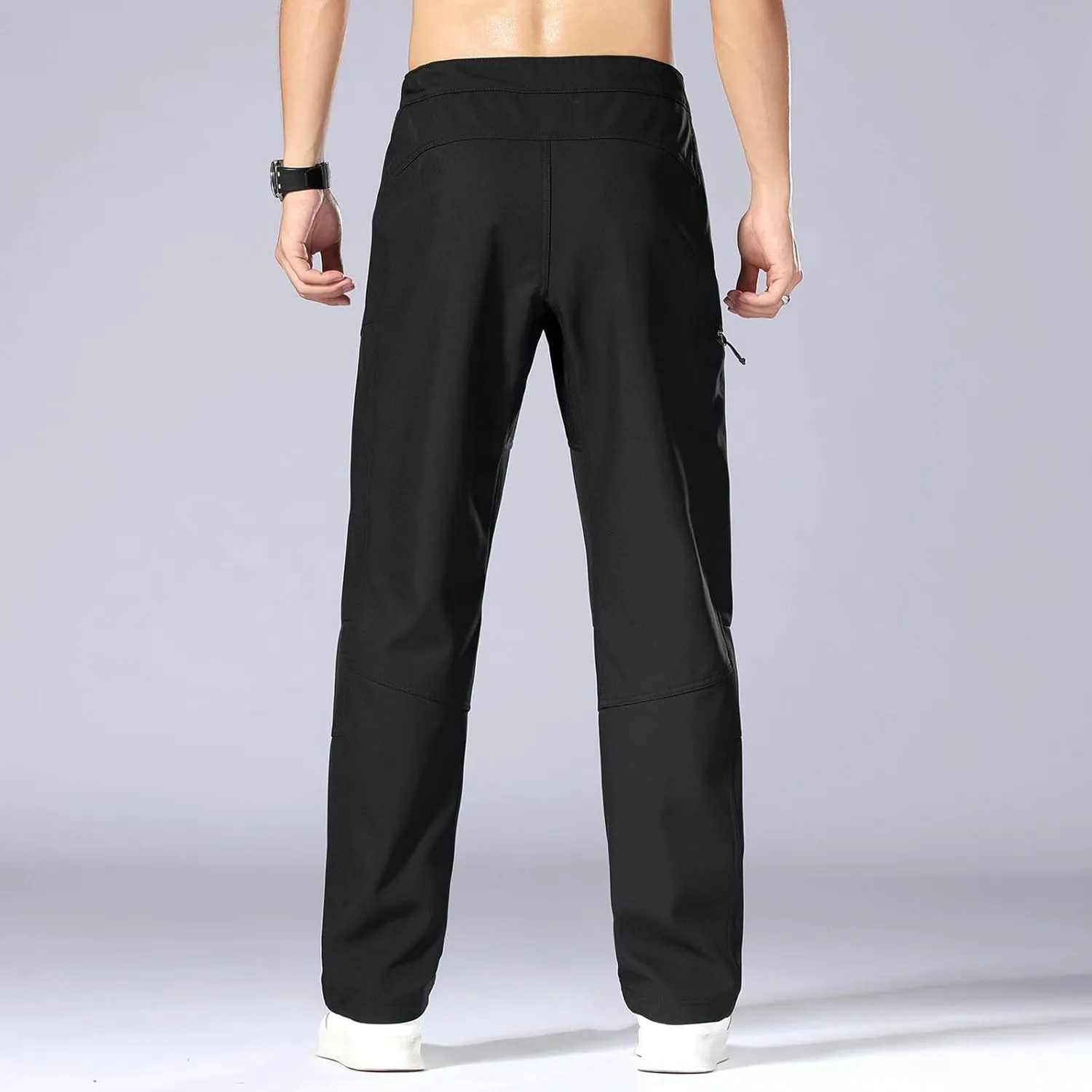 Men's Casual Sports Pants Loose Fit Elastic Waist Patchwork Sweatpants Pants Lightweight Solid Straight Trousers