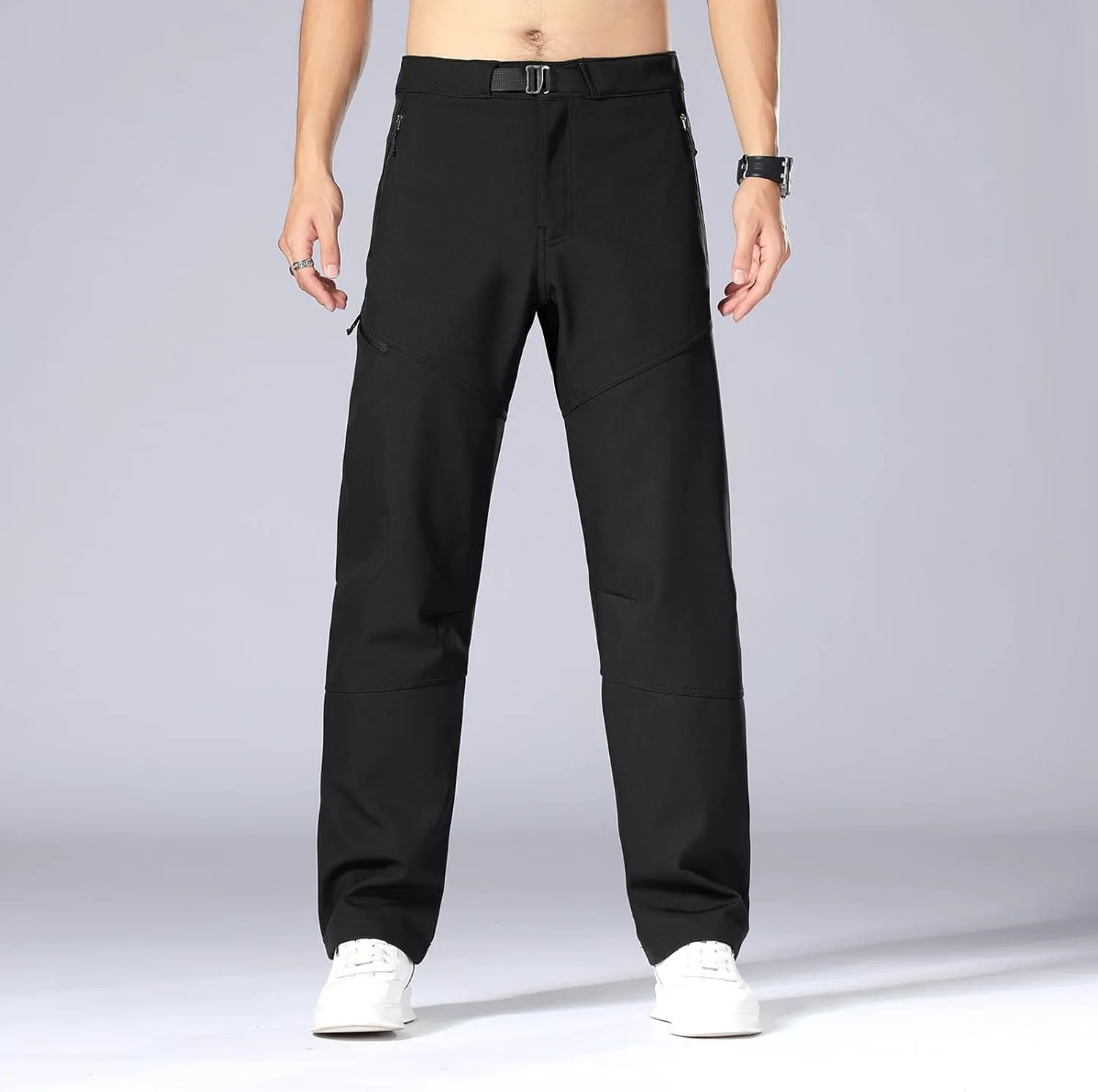 Men's Casual Sports Pants Loose Fit Elastic Waist Patchwork Sweatpants Pants Lightweight Solid Straight Trousers