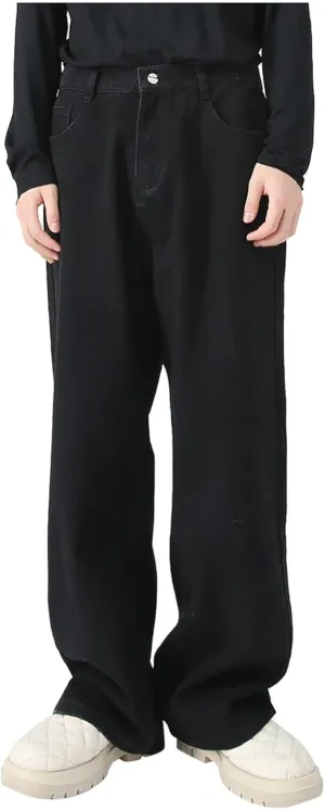 Men's Elastic Waist Relaxed Fit Jeans Straight Leg Stretch Comfort Denim Jeans for Men Tie