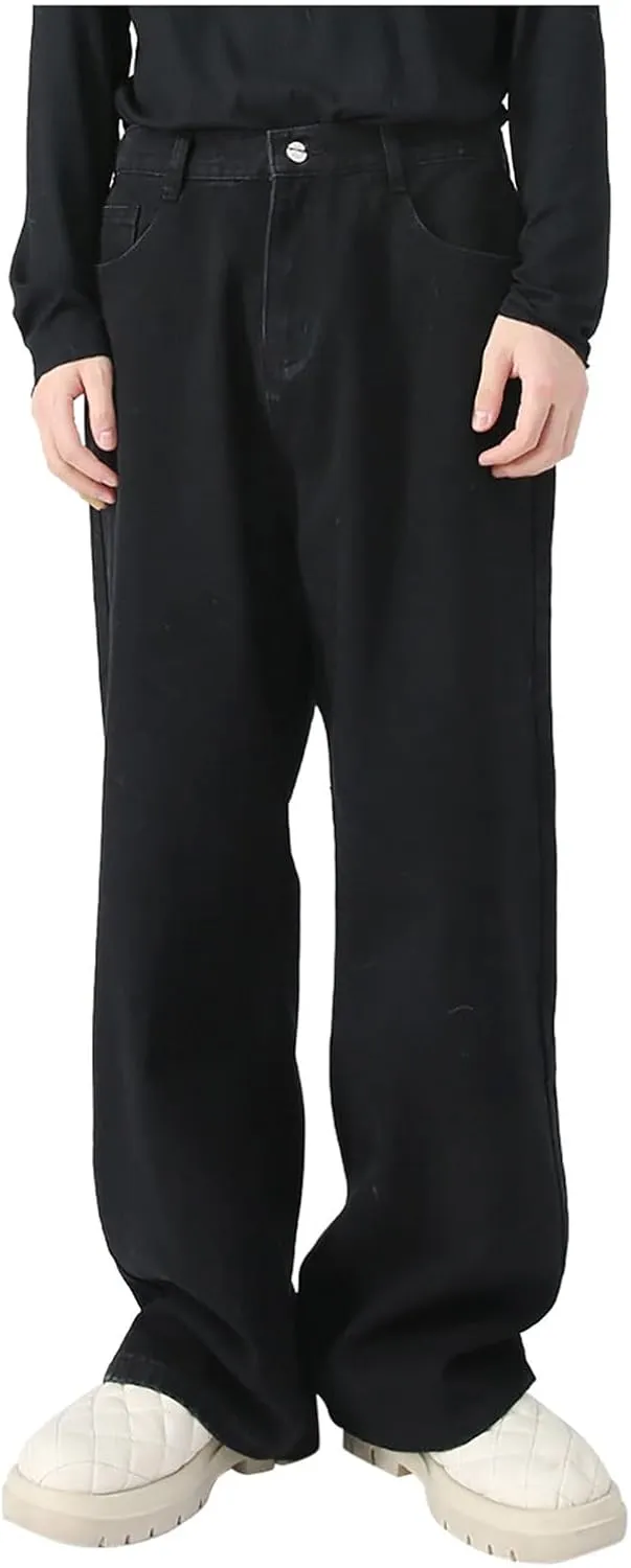 Men's Elastic Waist Relaxed Fit Jeans Straight Leg Stretch Comfort Denim Jeans for Men Tie