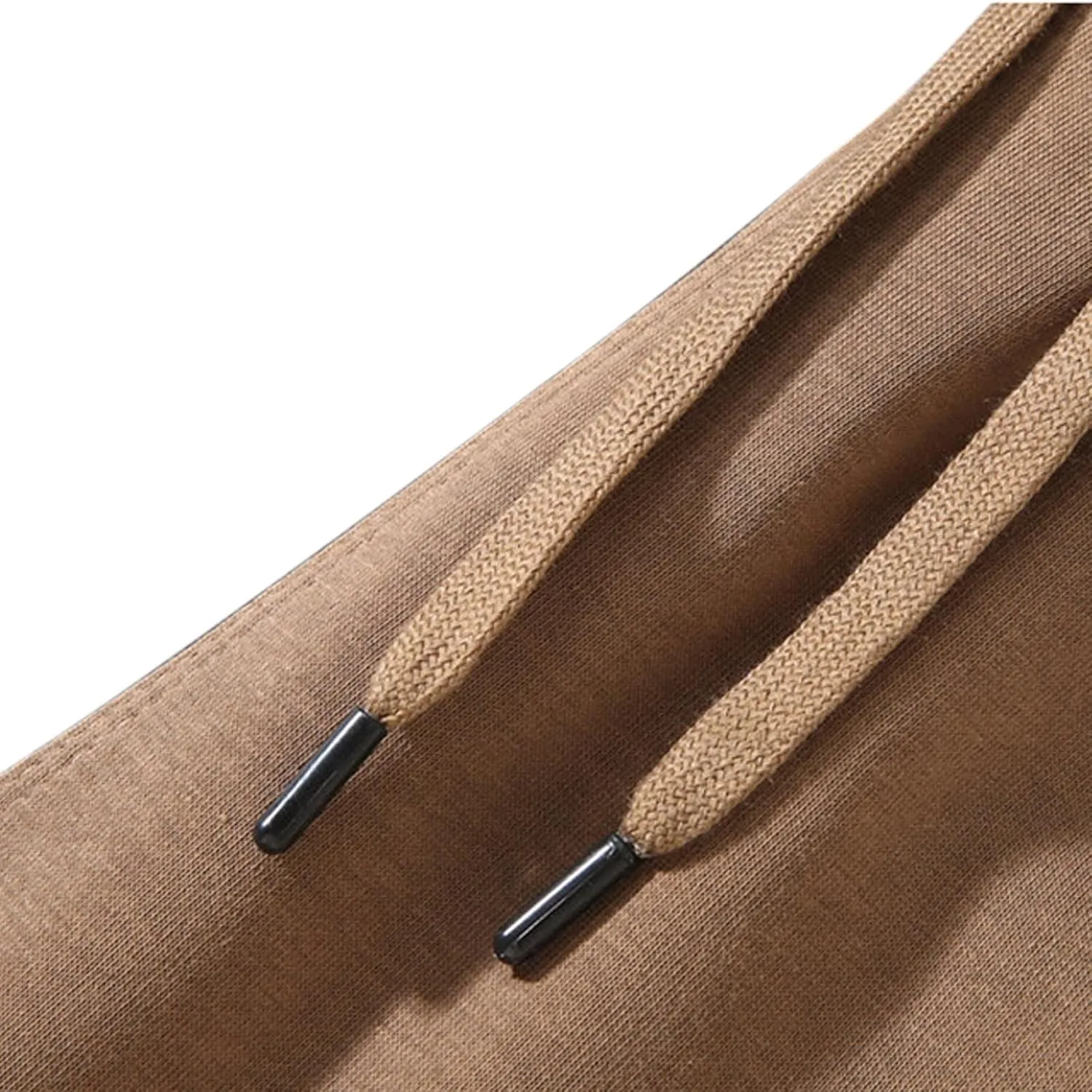 Mens Fleece Lined Sweatpants Baggy Cotton Jogger Trouser Casual Drawstring Elastic Waist Tapered Outdoor Workout Pant