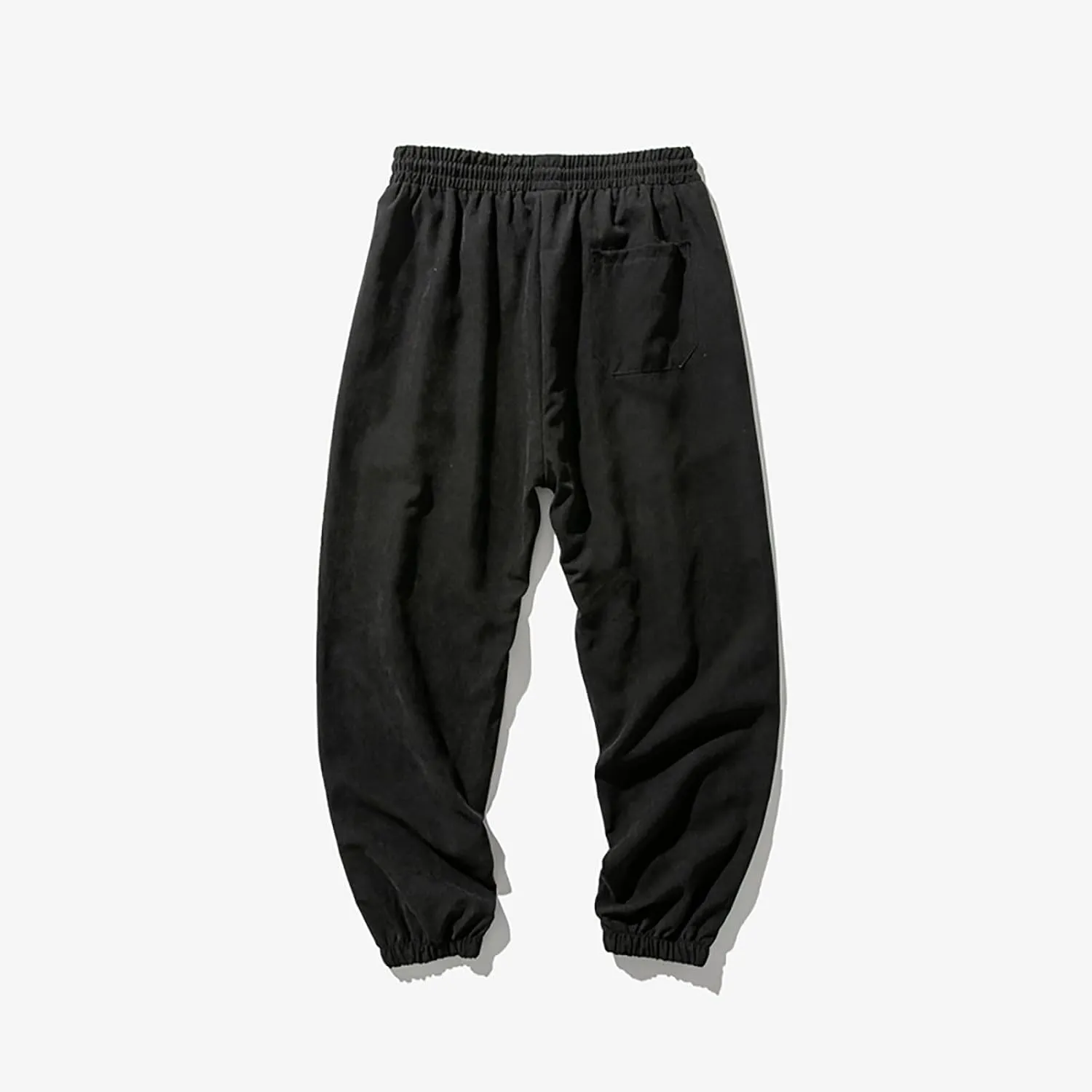 Mens Linen Tapered Pants Drawstring Elastic Waist Lightweight Casual Summer Beach Pants Classic Plain Trousers