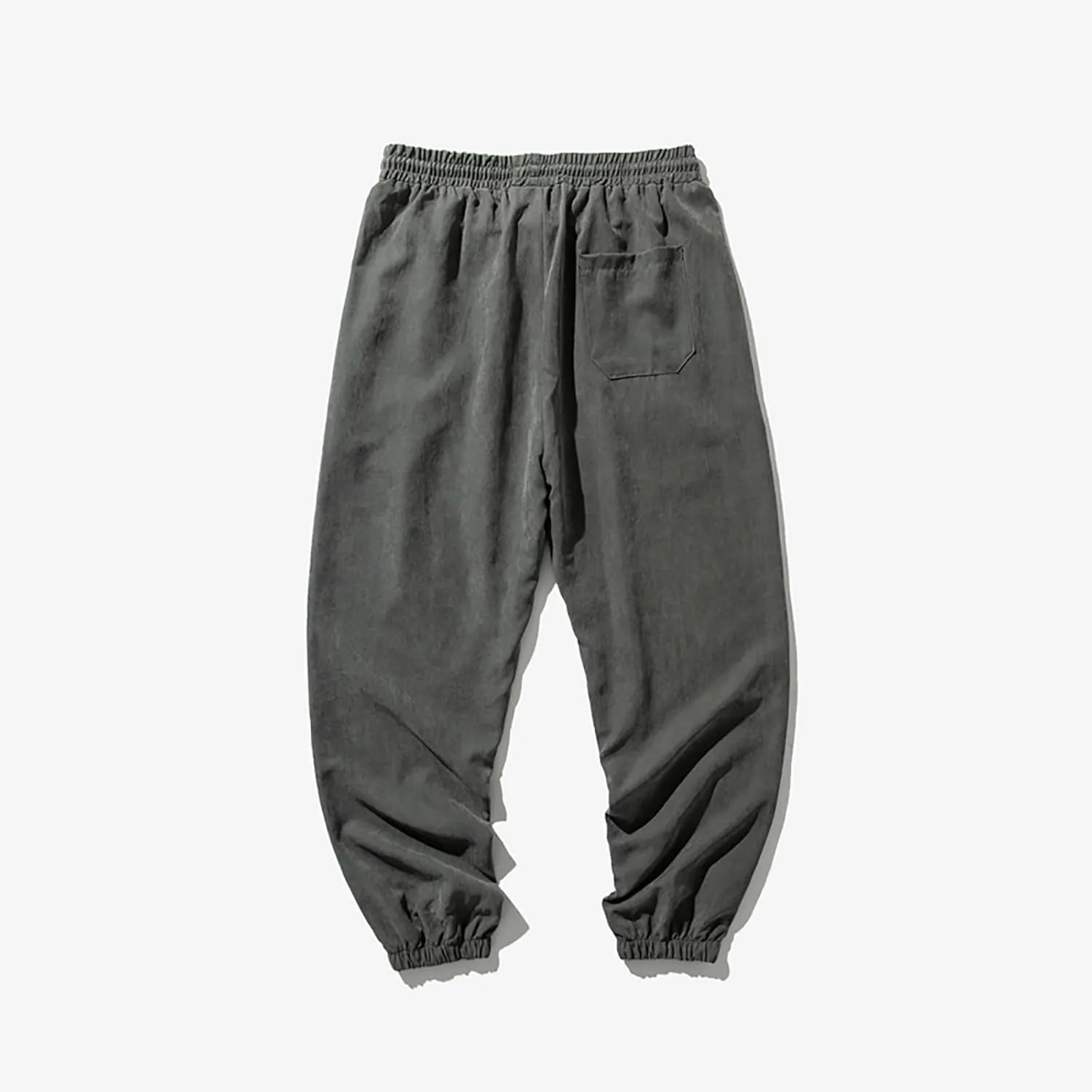 Mens Linen Tapered Pants Drawstring Elastic Waist Lightweight Casual Summer Beach Pants Classic Plain Trousers
