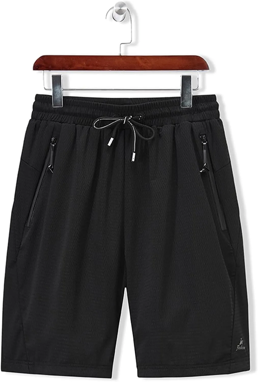Men's Mesh Quick Dry Athletic Shorts with Zipper Pocket Elastic Waist Drawstring Breathable Gym Running Shorts