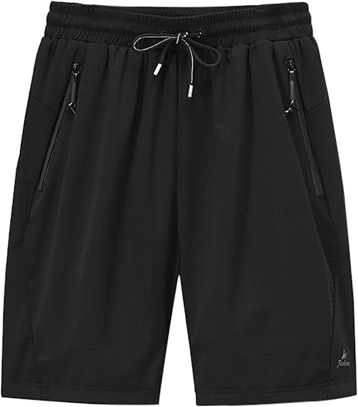 Men's Mesh Quick Dry Athletic Shorts with Zipper Pocket Elastic Waist Drawstring Breathable Gym Running Shorts