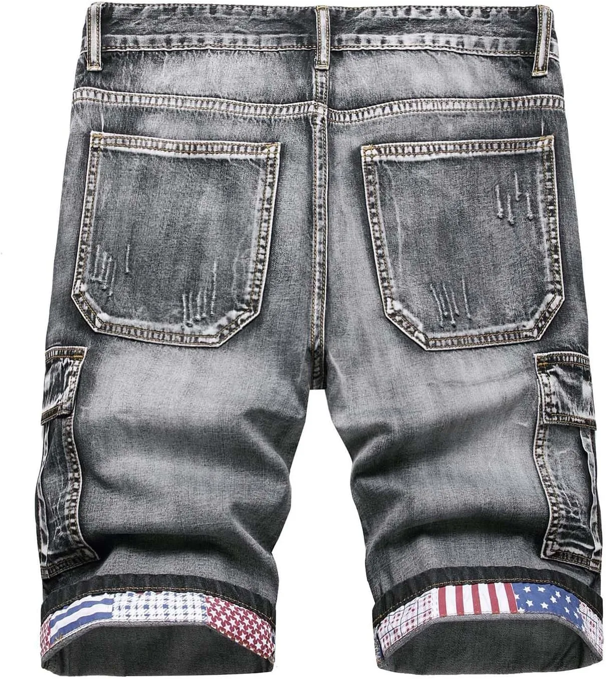 Mens Ripped Denim Shorts,Men's Cargo Denim Shorts Stretch Half Pants Short Jeans Workwear Jean Cropped Trousers