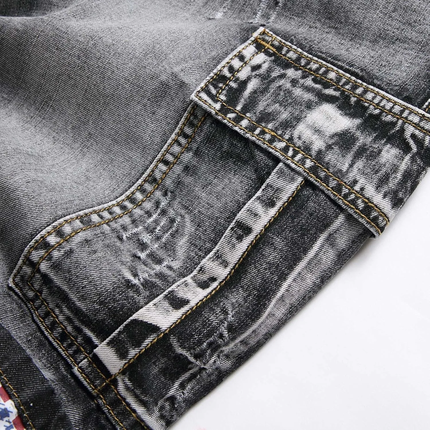 Mens Ripped Denim Shorts,Men's Cargo Denim Shorts Stretch Half Pants Short Jeans Workwear Jean Cropped Trousers