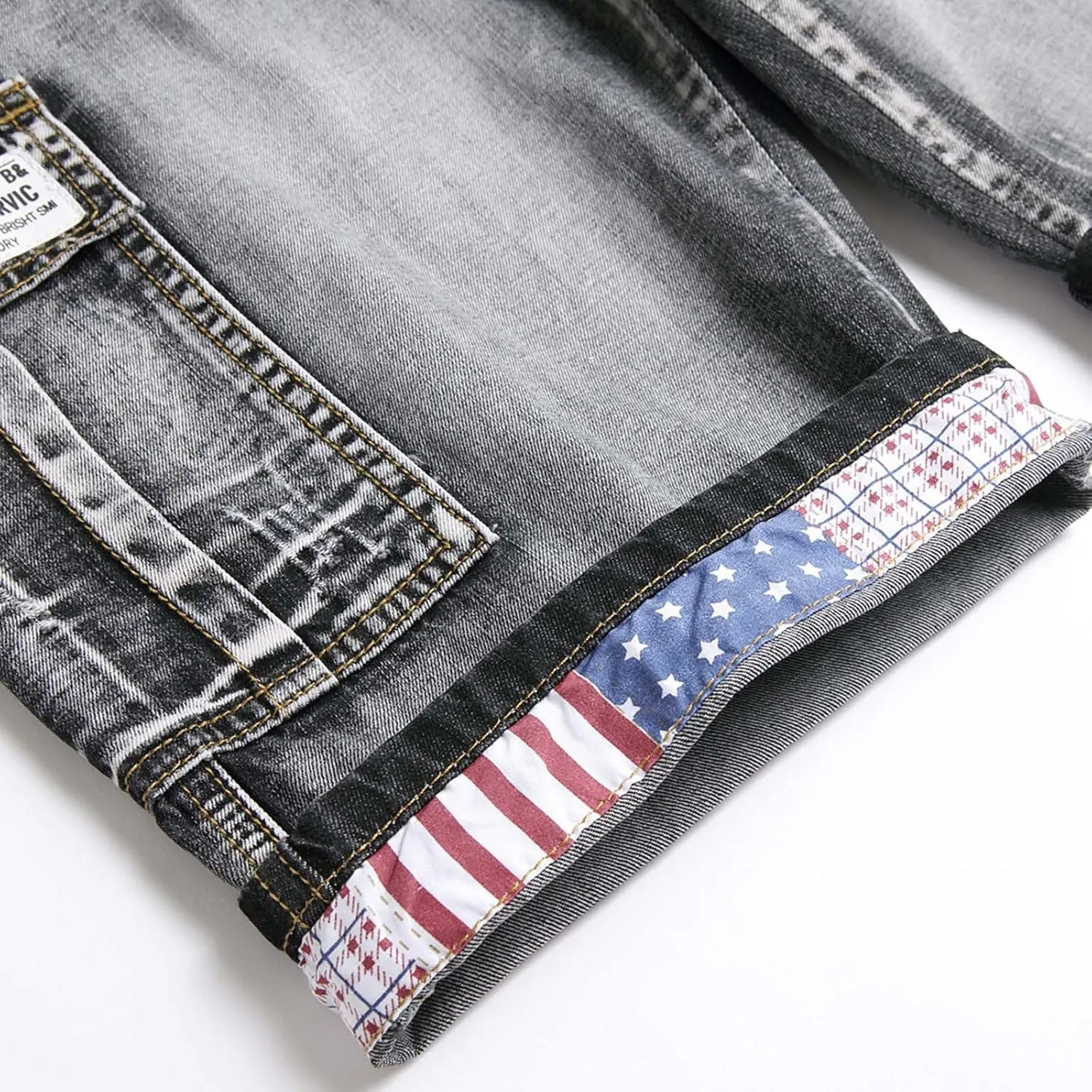 Mens Ripped Denim Shorts,Men's Cargo Denim Shorts Stretch Half Pants Short Jeans Workwear Jean Cropped Trousers