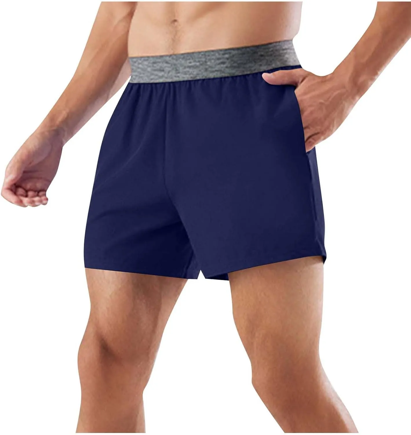 Mens Running Shorts Quick Dry Gym Athletic Workout Shorts Casual Elastic Waist Summer Shorts with Side Pockets