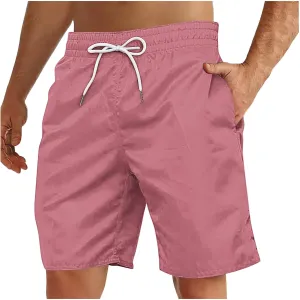 Men's Summer Beach Shorts Lightweight Elastic Waist Drawstring Casual Shorts with Pockets 5'' Twill Chino Golf Shorts
