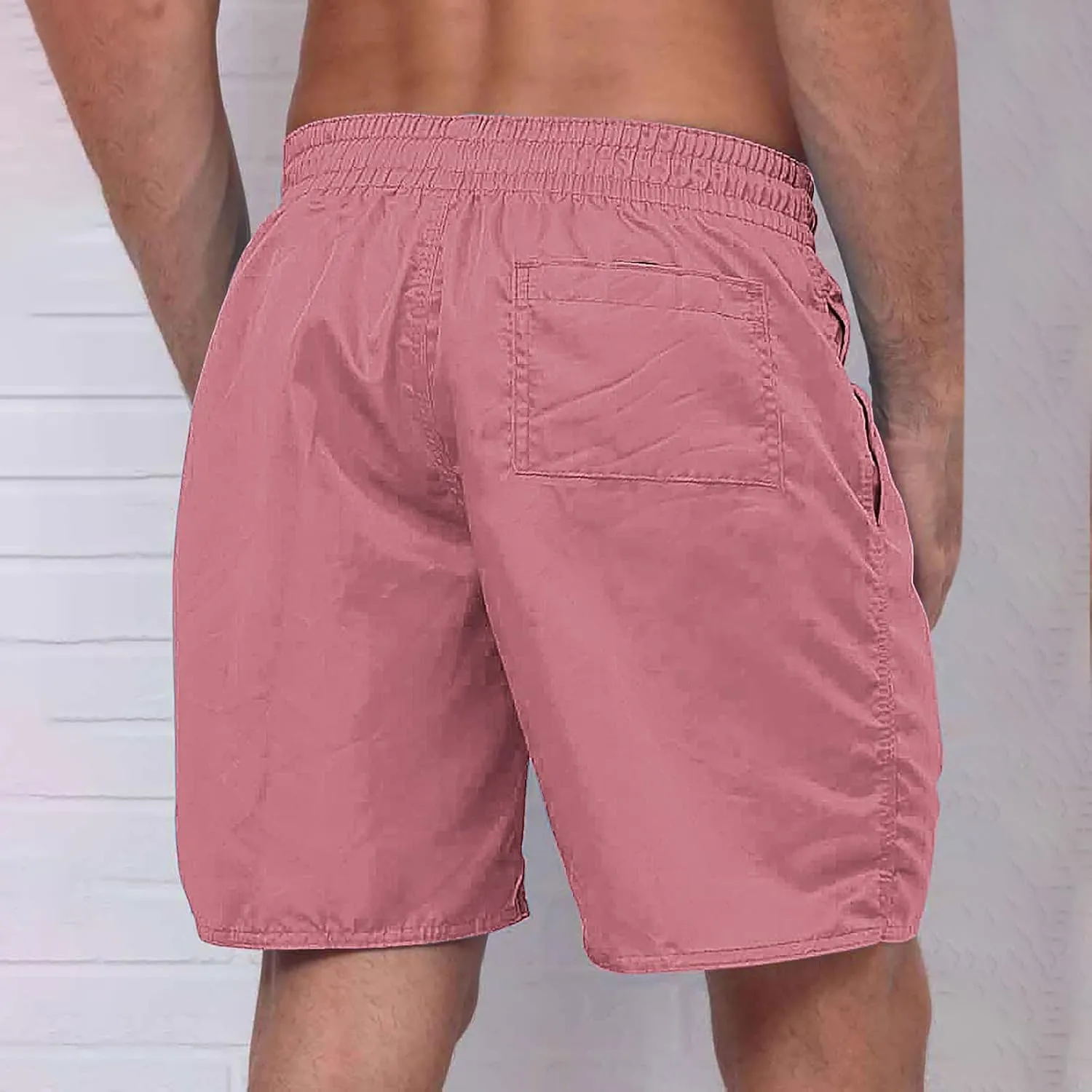 Men's Summer Beach Shorts Lightweight Elastic Waist Drawstring Casual Shorts with Pockets 5'' Twill Chino Golf Shorts