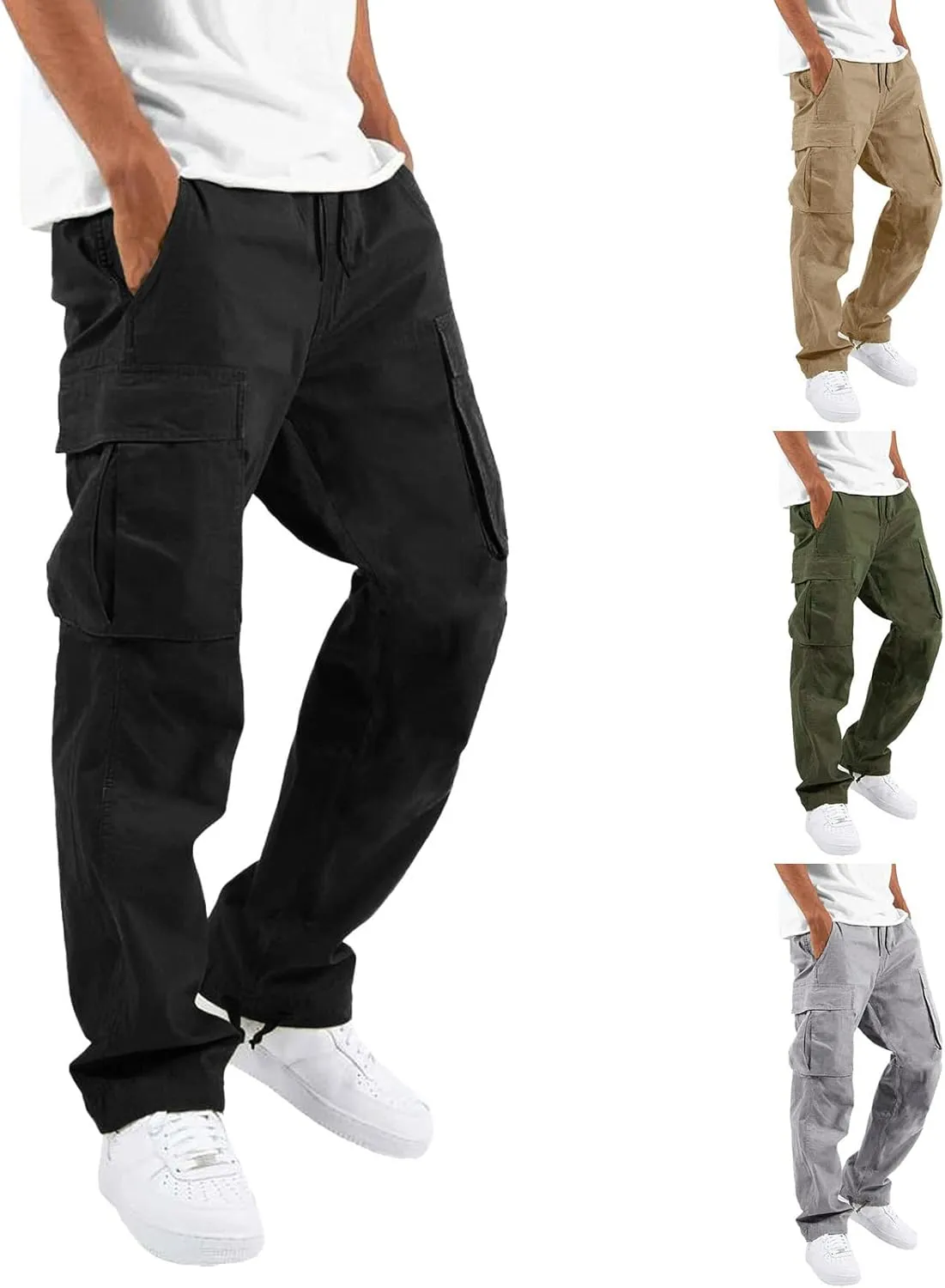Mens Sweatpants with Pockets Big and Tall 2023 Fleece Cargo Pants for Men Joggers Mens Work Pants Gym Jogging Trousers
