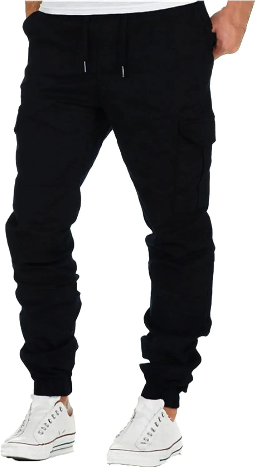 Mens Sweatpants with Pockets Big and Tall Cargo Pants Black Camo Cargo Pants Men All Season Fit Pant Casual All Solid