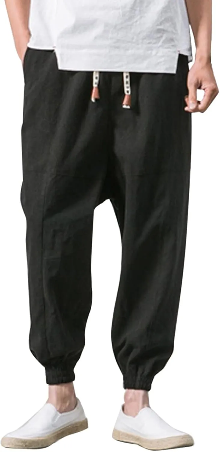 Mens Workout Cargo Sweatpants Fleece Cargo Sweatpants Relax Fit Bungee Cord Open Bottom Mens Jogger Sweatpants Men's