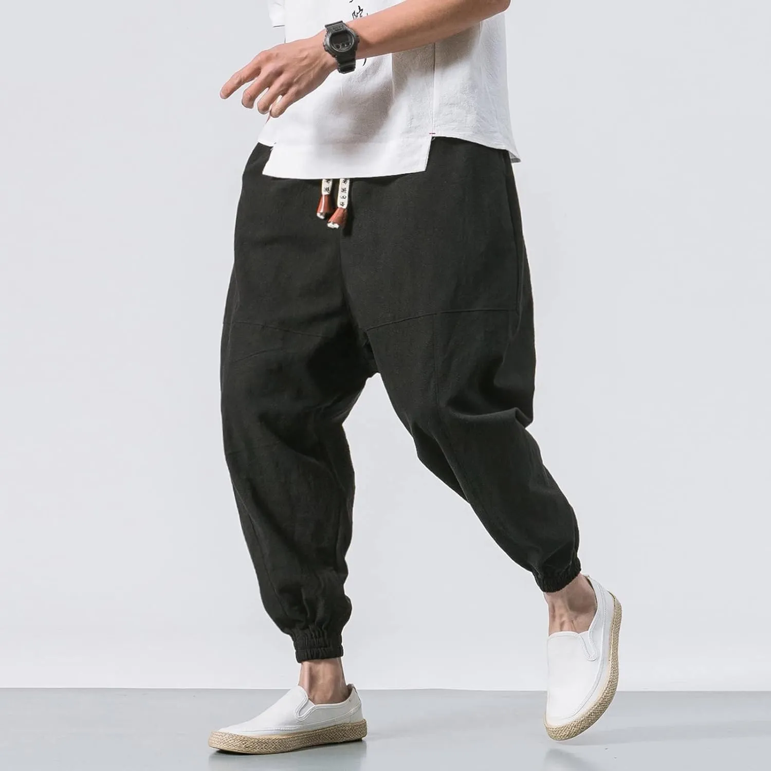 Mens Workout Cargo Sweatpants Fleece Cargo Sweatpants Relax Fit Bungee Cord Open Bottom Mens Jogger Sweatpants Men's