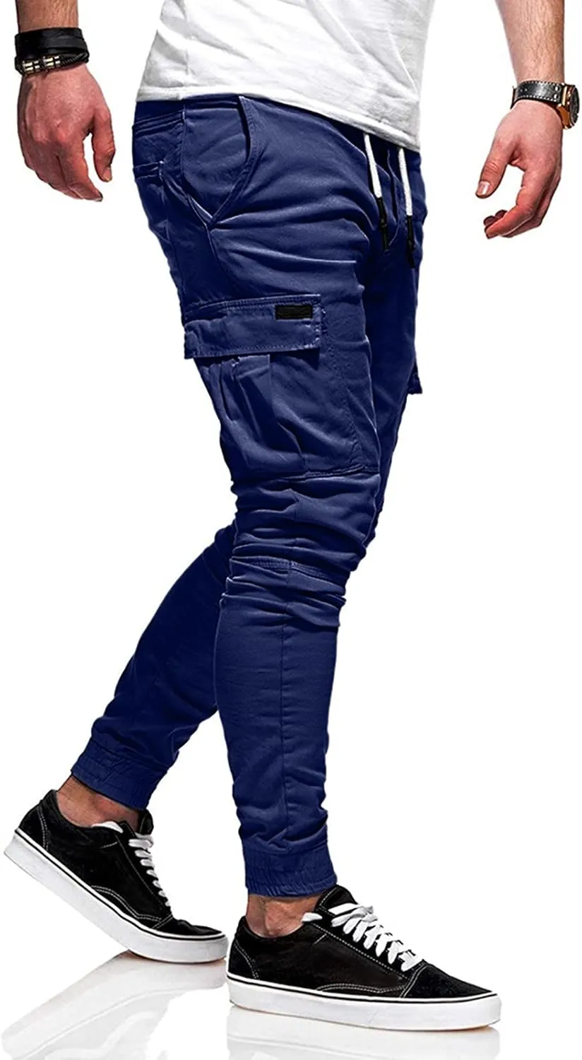 Mens Workout Cargo Sweatpants for Men Casual Long Trousers Light Jogger Pants Men's Club Sweatpants Stretch Elastic