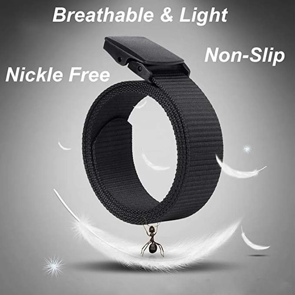 Military Tactical Webbing Non-Metal Belt - Airport Friendly Mens Womens Nylon Belts Plastic Buckle Holster Mate