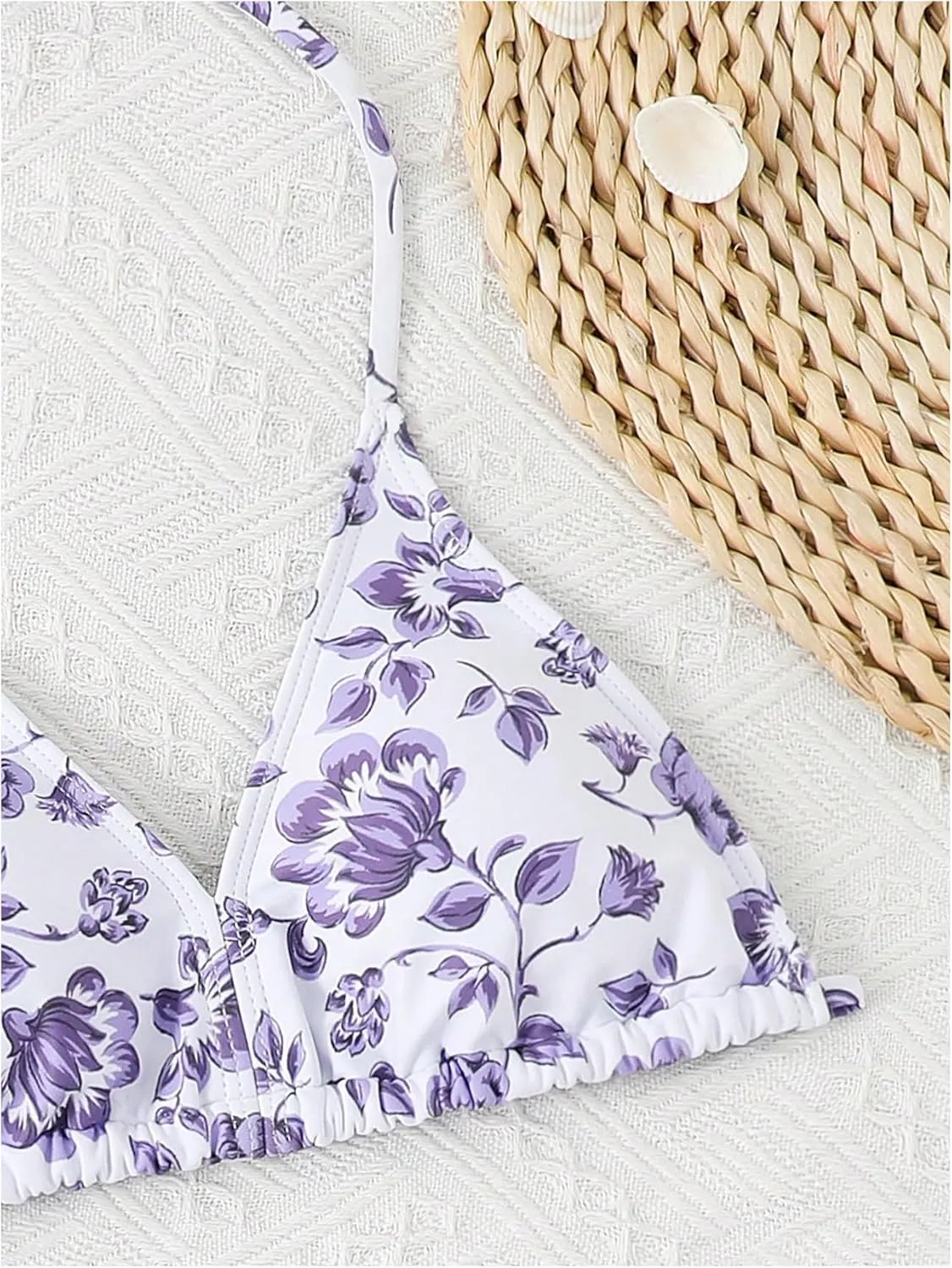 Milumia Girl's 3 Piece Bikni Set Ditsy Floral Halter Swimsuit with Cover Up Skirts
