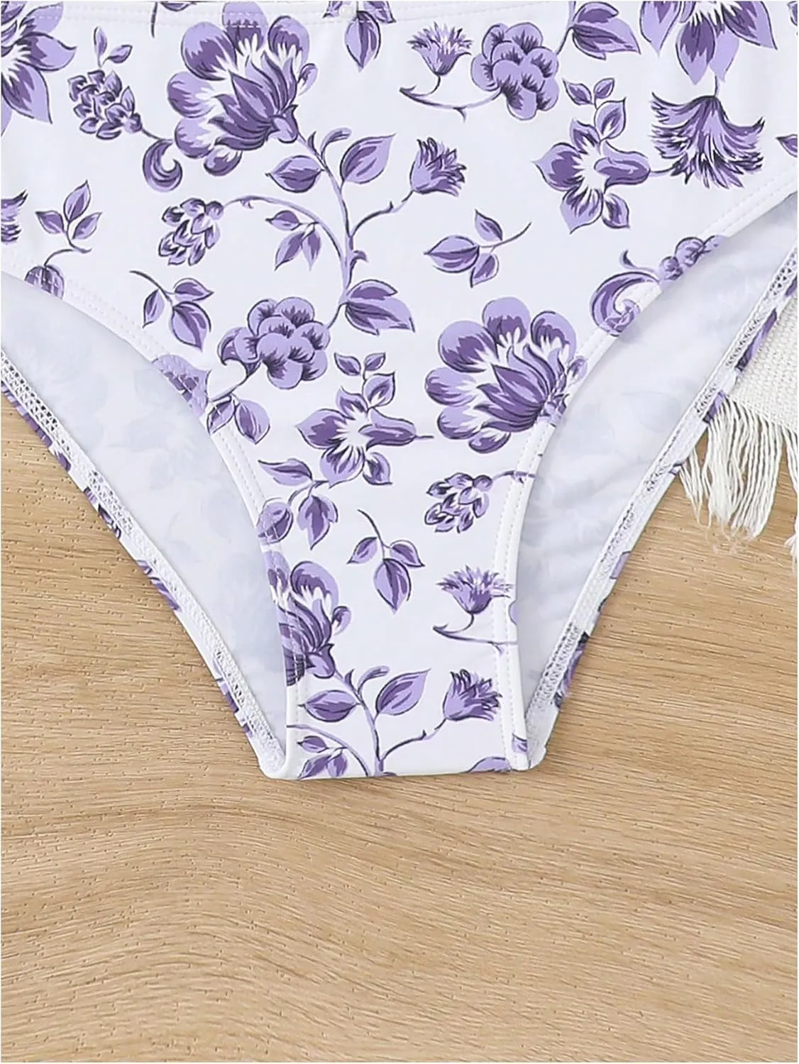Milumia Girl's 3 Piece Bikni Set Ditsy Floral Halter Swimsuit with Cover Up Skirts