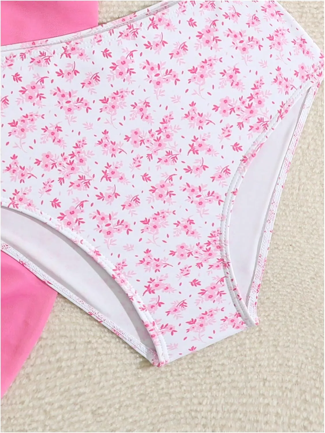 Milumia Girl's 3 Piece Bikni Set Ditsy Floral Halter Swimsuit with Cover Up Skirts