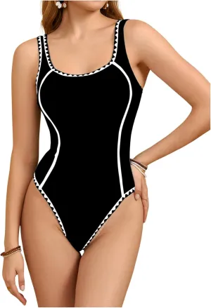 Milumia Women's One Piece Swimsuit Colorblock Backless Tummy Control Bathing Suits
